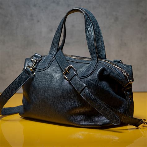 navy shoulder leather bag